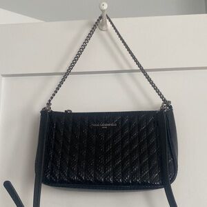 Karl Lagerfeld Black Quilted Chain Shoulder Bag